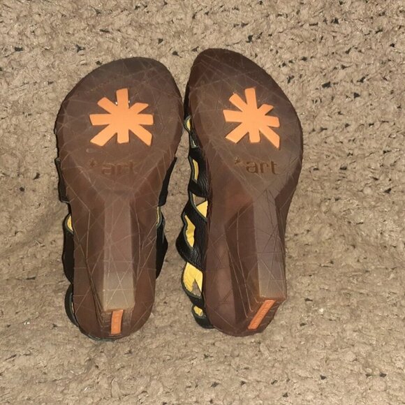 THE ART COMPANY-Black Leather-Cage Cut-Out-Top Zip Sandals-Sz 37-Near Mint - Picture 7 of 7